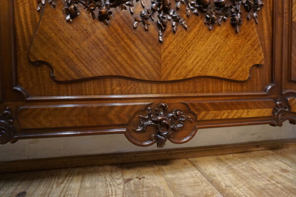 STARE DUŻE RZEŹBIONE MAHONIOWE ŁOŻE STELAŻ 150x200