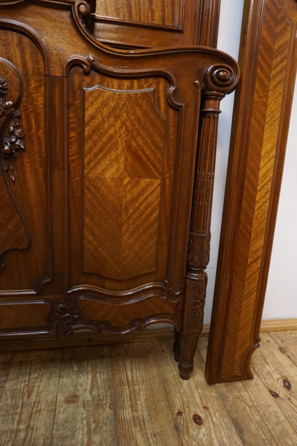 STARE DUŻE RZEŹBIONE MAHONIOWE ŁOŻE STELAŻ 150x200