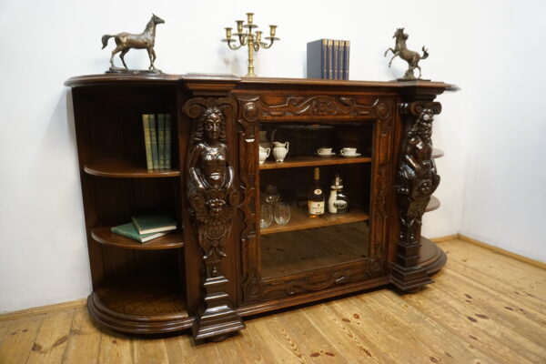 WIELKI FIGURALNY BUFET Z PRZESZKLENIEM DUŻY