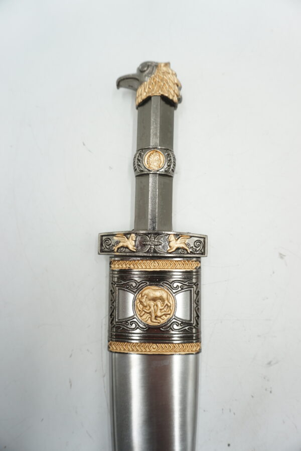 DEKORACYJNY NÓŻ SREBRNO ZŁOTY ORZEŁ