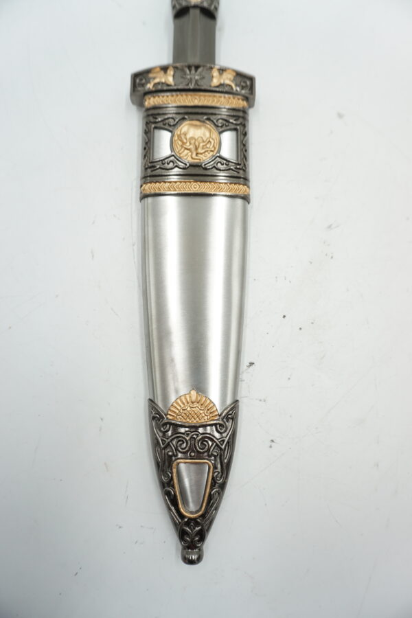 DEKORACYJNY NÓŻ SREBRNO ZŁOTY ORZEŁ