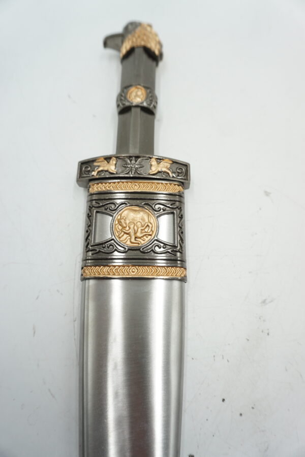 DEKORACYJNY NÓŻ SREBRNO ZŁOTY ORZEŁ