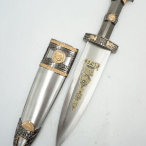 DEKORACYJNY NÓŻ SREBRNO ZŁOTY ORZEŁ