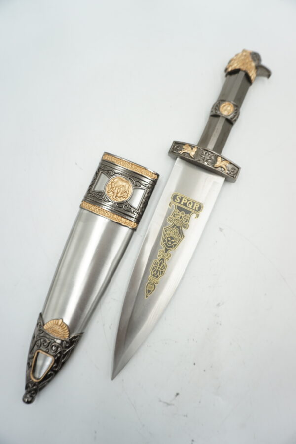 DEKORACYJNY NÓŻ SREBRNO ZŁOTY ORZEŁ