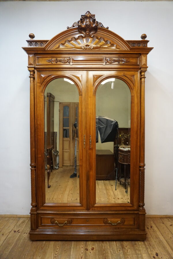 DWUDRZWIOWA SZAFA PAŁACOWA Z LUSTRAMI FRANCJA ORYGINAŁ LITY ORZECH