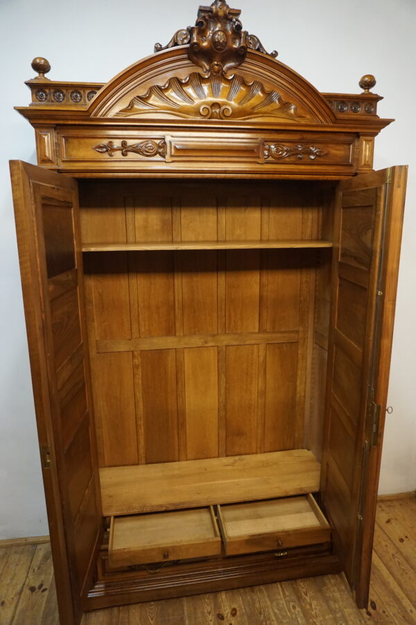 DWUDRZWIOWA SZAFA PAŁACOWA Z LUSTRAMI FRANCJA ORYGINAŁ LITY ORZECH