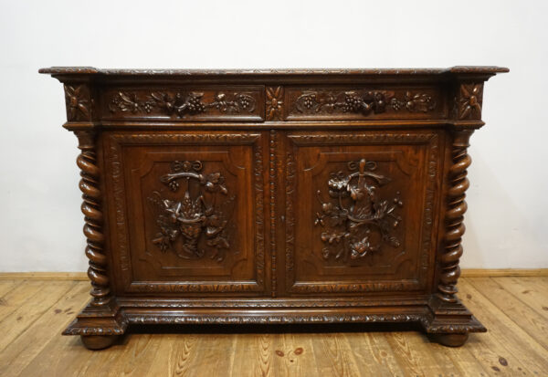 STARA MYŚLIWSKA KOMODA NEORENESANS FRANCJA PTAK I ZAJĄC