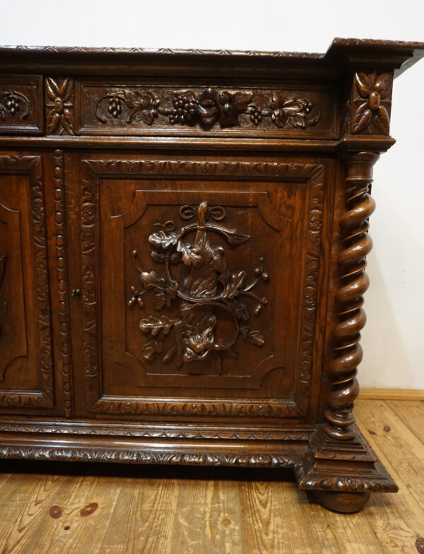 STARA MYŚLIWSKA KOMODA NEORENESANS FRANCJA PTAK I ZAJĄC