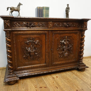 STARA MYŚLIWSKA KOMODA NEORENESANS FRANCJA PTAK I ZAJĄC