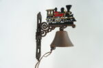 PIĘKNY DEKORACYJNY ŻELIWNY DZWON DZWONEK LOKOMOTYWA