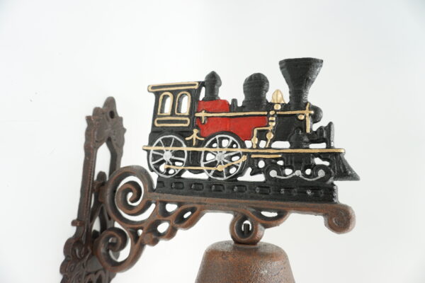 PIĘKNY DEKORACYJNY ŻELIWNY DZWON DZWONEK LOKOMOTYWA