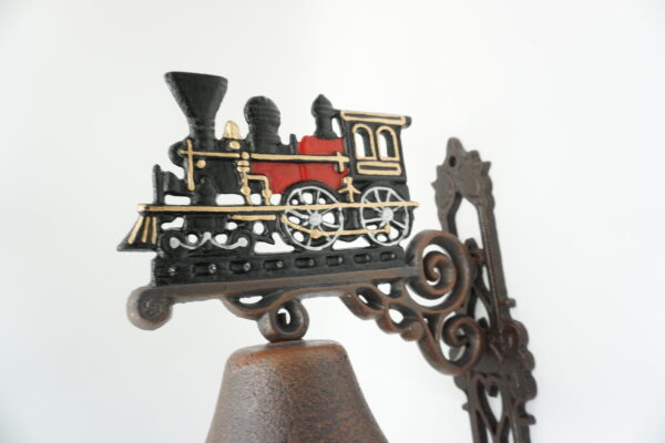 PIĘKNY DEKORACYJNY ŻELIWNY DZWON DZWONEK LOKOMOTYWA