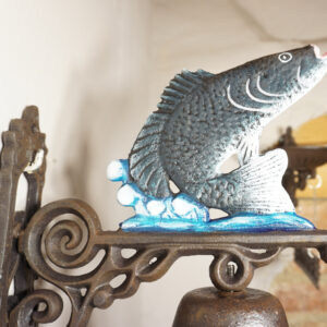 PIĘKNY DEKORACYJNY ŻELIWNY DZWON DZWONEK RYBA