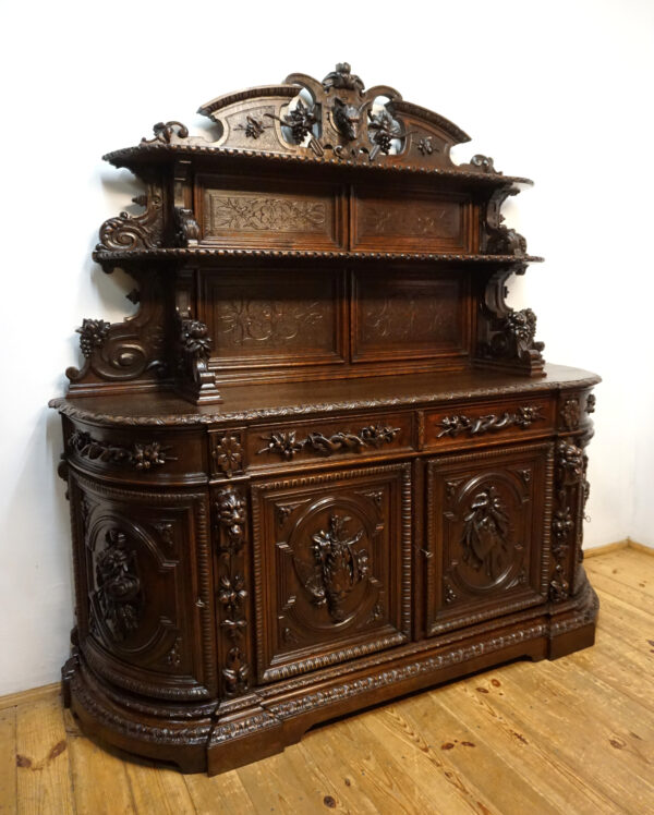 STARY MYŚLIWSKI BUFET KOMODA Z DUŻĄ BOGATO RZEŹBIONĄ NADSTAWKĄ ORYGINAŁ
