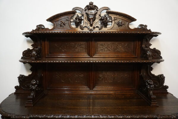 STARY MYŚLIWSKI BUFET KOMODA Z DUŻĄ BOGATO RZEŹBIONĄ NADSTAWKĄ ORYGINAŁ