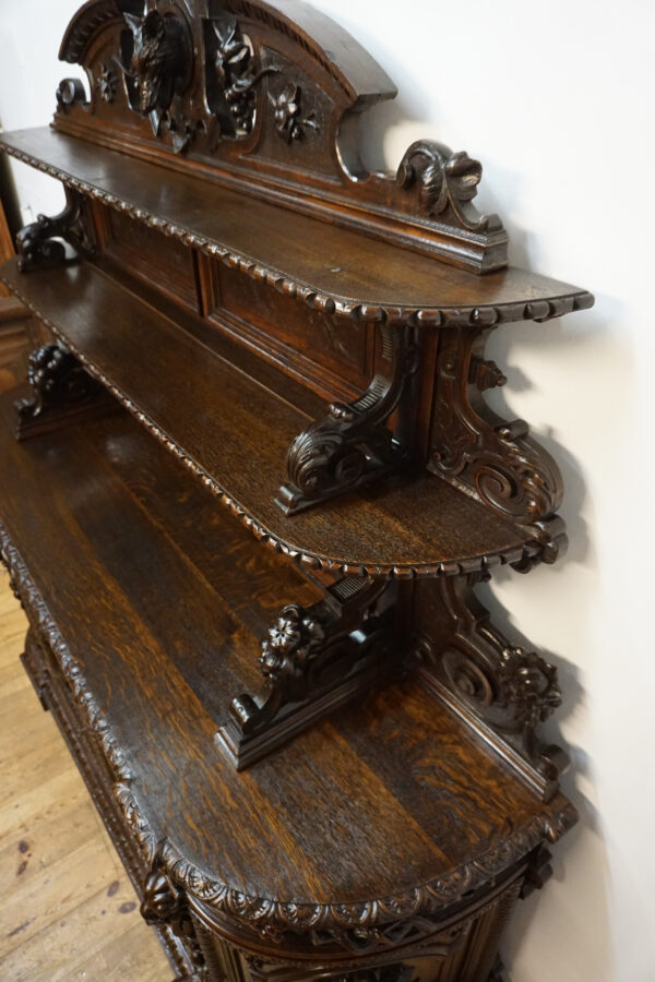 STARY MYŚLIWSKI BUFET KOMODA Z DUŻĄ BOGATO RZEŹBIONĄ NADSTAWKĄ ORYGINAŁ