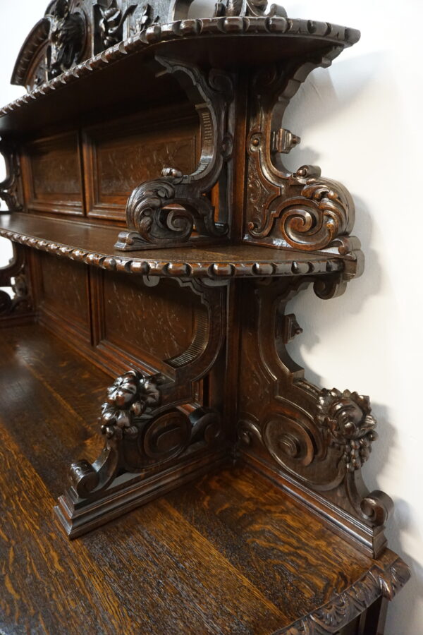 STARY MYŚLIWSKI BUFET KOMODA Z DUŻĄ BOGATO RZEŹBIONĄ NADSTAWKĄ ORYGINAŁ