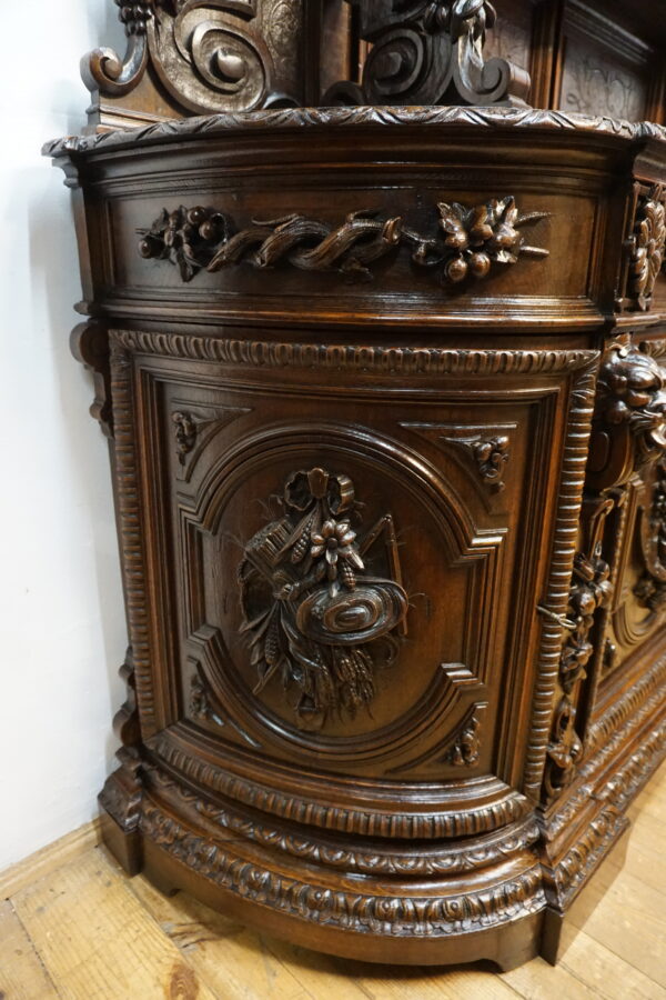 STARY MYŚLIWSKI BUFET KOMODA Z DUŻĄ BOGATO RZEŹBIONĄ NADSTAWKĄ ORYGINAŁ