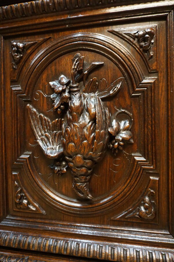 STARY MYŚLIWSKI BUFET KOMODA Z DUŻĄ BOGATO RZEŹBIONĄ NADSTAWKĄ ORYGINAŁ