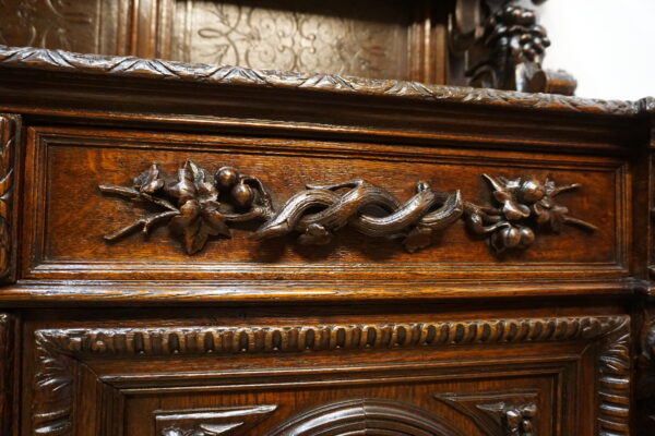 STARY MYŚLIWSKI BUFET KOMODA Z DUŻĄ BOGATO RZEŹBIONĄ NADSTAWKĄ ORYGINAŁ