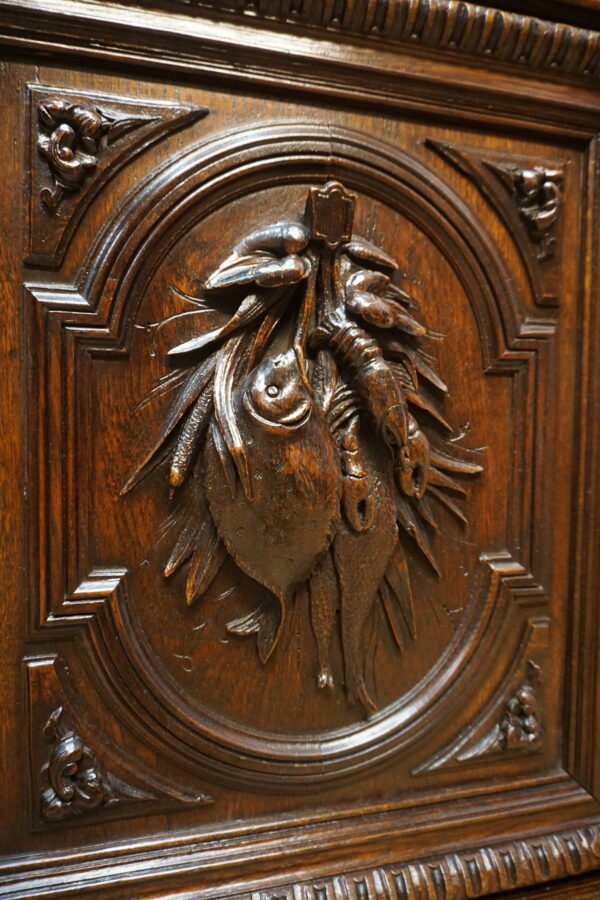 STARY MYŚLIWSKI BUFET KOMODA Z DUŻĄ BOGATO RZEŹBIONĄ NADSTAWKĄ ORYGINAŁ