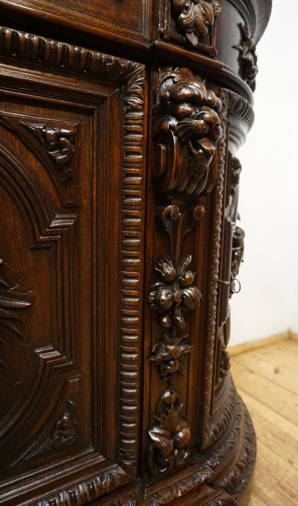 STARY MYŚLIWSKI BUFET KOMODA Z DUŻĄ BOGATO RZEŹBIONĄ NADSTAWKĄ ORYGINAŁ