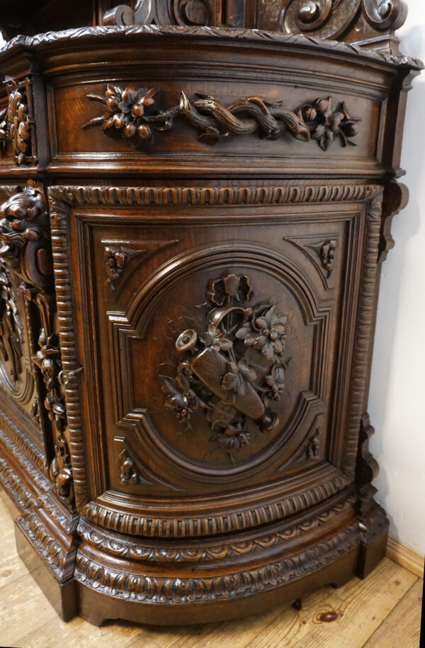 STARY MYŚLIWSKI BUFET KOMODA Z DUŻĄ BOGATO RZEŹBIONĄ NADSTAWKĄ ORYGINAŁ