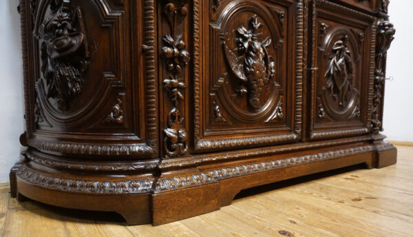 STARY MYŚLIWSKI BUFET KOMODA Z DUŻĄ BOGATO RZEŹBIONĄ NADSTAWKĄ ORYGINAŁ