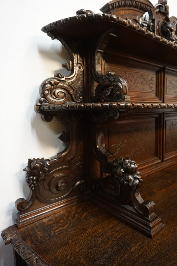 STARY MYŚLIWSKI BUFET KOMODA Z DUŻĄ BOGATO RZEŹBIONĄ NADSTAWKĄ ORYGINAŁ