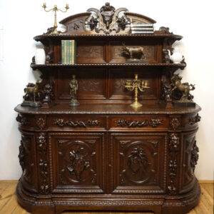 STARY MYŚLIWSKI BUFET KOMODA Z DUŻĄ BOGATO RZEŹBIONĄ NADSTAWKĄ ORYGINAŁ