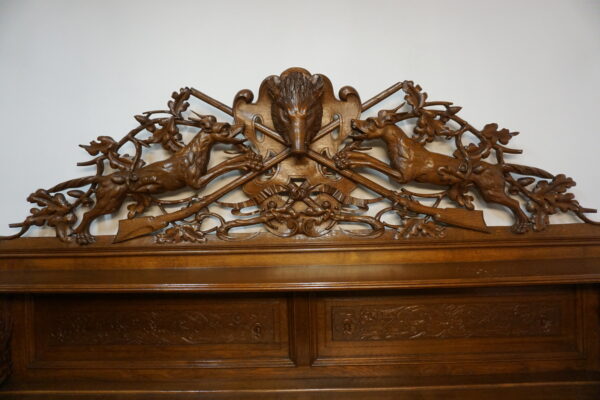 STARY PAŁACOWY DUŻY MYŚLIWSKI BUFET Z NADSTAWKĄ NIESAMOWITE ZWIEŃCZENIE