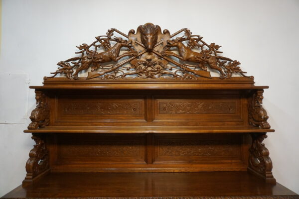 STARY PAŁACOWY DUŻY MYŚLIWSKI BUFET Z NADSTAWKĄ NIESAMOWITE ZWIEŃCZENIE