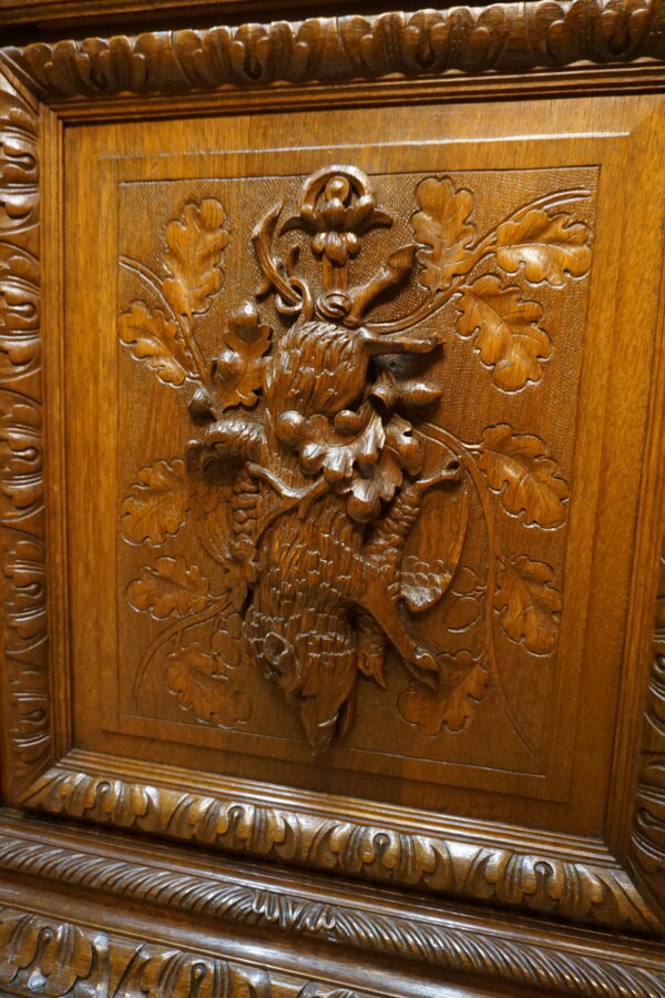 STARY PAŁACOWY DUŻY MYŚLIWSKI BUFET Z NADSTAWKĄ NIESAMOWITE ZWIEŃCZENIE