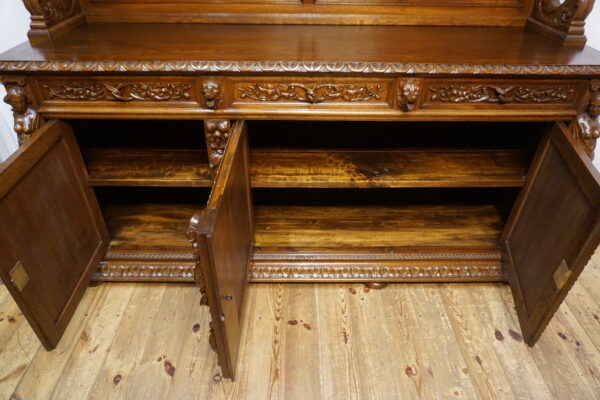 STARY PAŁACOWY DUŻY MYŚLIWSKI BUFET Z NADSTAWKĄ NIESAMOWITE ZWIEŃCZENIE