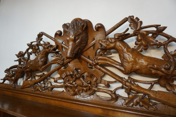 STARY PAŁACOWY DUŻY MYŚLIWSKI BUFET Z NADSTAWKĄ NIESAMOWITE ZWIEŃCZENIE