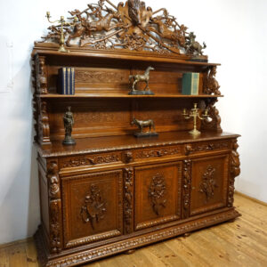 STARY PAŁACOWY DUŻY MYŚLIWSKI BUFET Z NADSTAWKĄ NIESAMOWITE ZWIEŃCZENIE