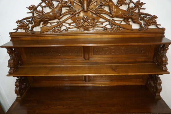 STARY PAŁACOWY DUŻY MYŚLIWSKI BUFET Z NADSTAWKĄ NIESAMOWITE ZWIEŃCZENIE