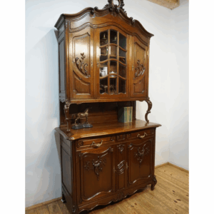 STARY KREDENS LUDWIK ROCAILLE MAHOŃ Z PRZESZKLENIEM