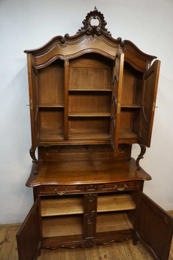 STARY KREDENS LUDWIK ROCAILLE MAHOŃ Z PRZESZKLENIEM