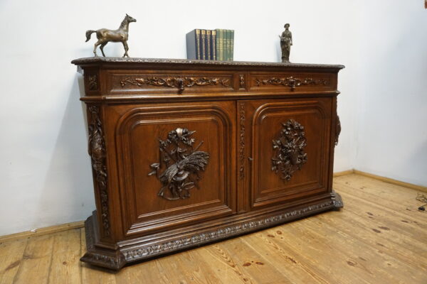 STARA MYŚLIWSKA KOMODA NEORENESANS FRANCJA BOGATO RZEŹBIONA