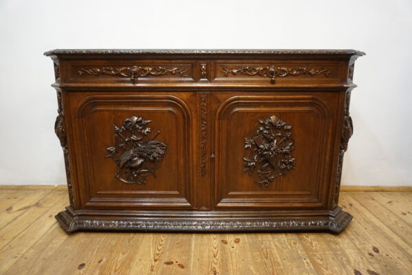 STARA MYŚLIWSKA KOMODA NEORENESANS FRANCJA BOGATO RZEŹBIONA