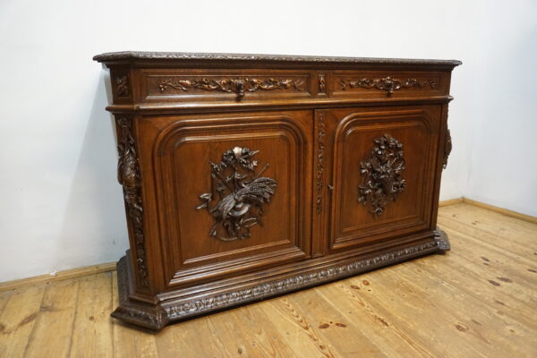 STARA MYŚLIWSKA KOMODA NEORENESANS FRANCJA BOGATO RZEŹBIONA