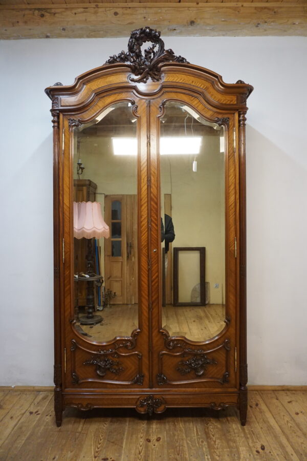 WYSOKA PAŁACOWA SZAFA LUDWIK FRANCJA MAHOŃ wys. 281cm