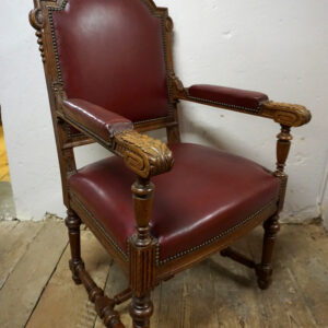 DUŻY FOTEL DO BIURKA STARY FRANCJA SKÓRA NATURALNA