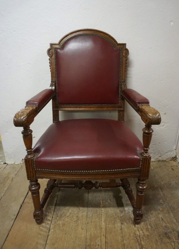 DUŻY FOTEL DO BIURKA STARY FRANCJA SKÓRA NATURALNA