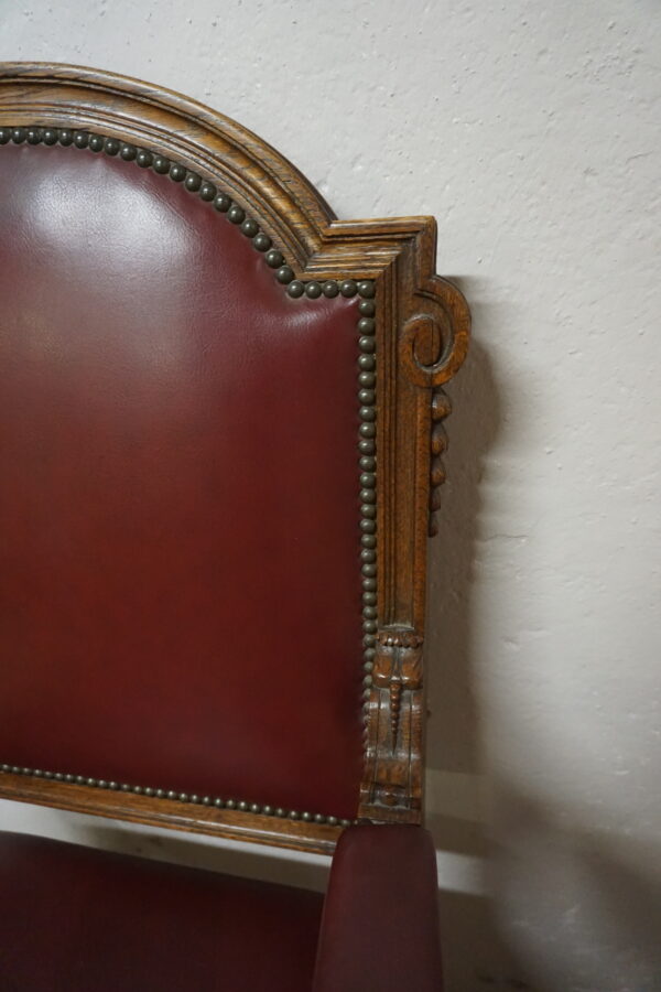 DUŻY FOTEL DO BIURKA STARY FRANCJA SKÓRA NATURALNA