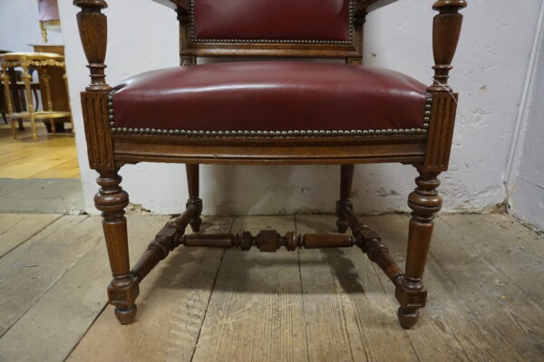 DUŻY FOTEL DO BIURKA STARY FRANCJA SKÓRA NATURALNA