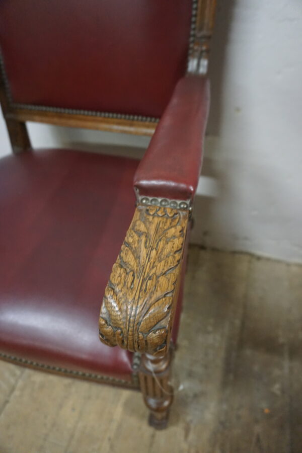 DUŻY FOTEL DO BIURKA STARY FRANCJA SKÓRA NATURALNA