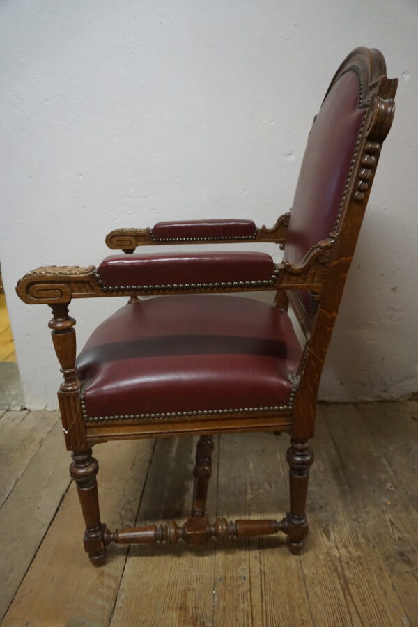 DUŻY FOTEL DO BIURKA STARY FRANCJA SKÓRA NATURALNA