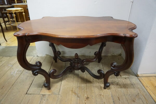 STARY GABINETOWY STÓŁ LUDWIK FILIP GIĘTE NOGI MAHOŃ